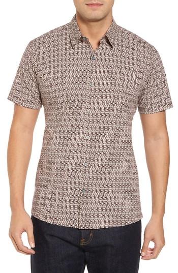 Men's Tori Richard Chevrons Slim Fit Camp Shirt - Red