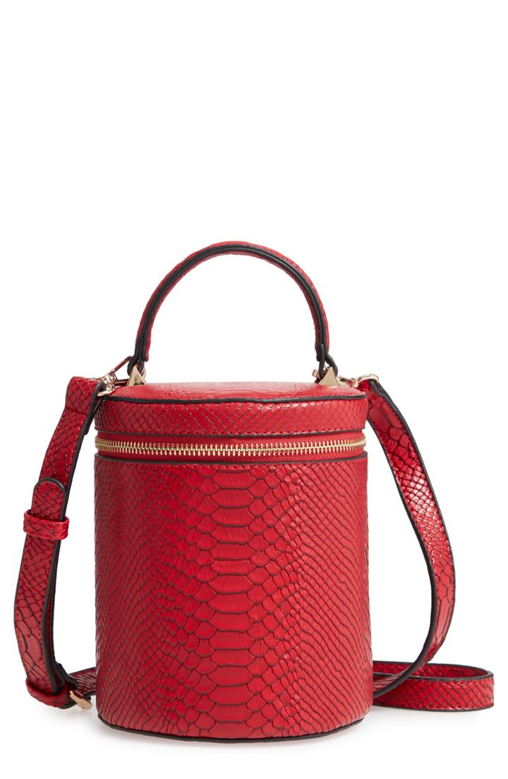 Jules Kae Marion Snake Embossed Bucket Bag - Red