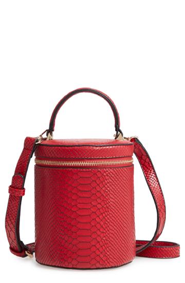 Jules Kae Marion Snake Embossed Bucket Bag - Red