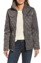 Women's Vince Camuto Mixed Media Quilted Jacket - Grey