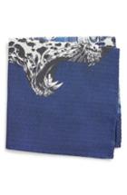 Men's Eton Animal Print Silk Pocket Square, Size - Blue