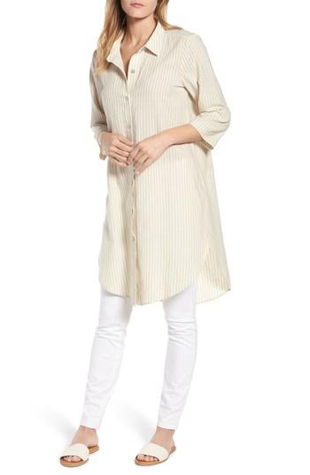 Women's Eileen Fisher Stripe Tunic Top, Size - Beige