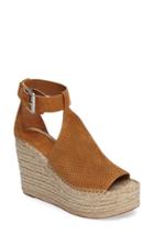 Women's Marc Fisher Ltd Annie Perforated Espadrille Platform Wedge M - Brown