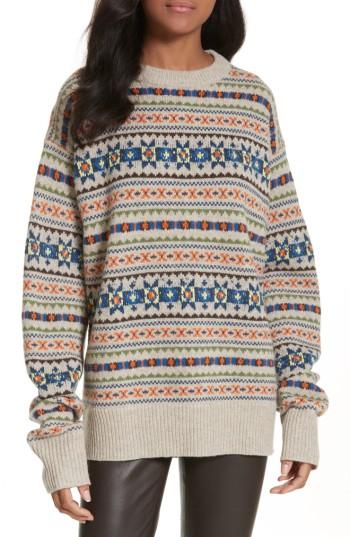 Women's Joseph Double Layer Fair Isle Sweater - Beige