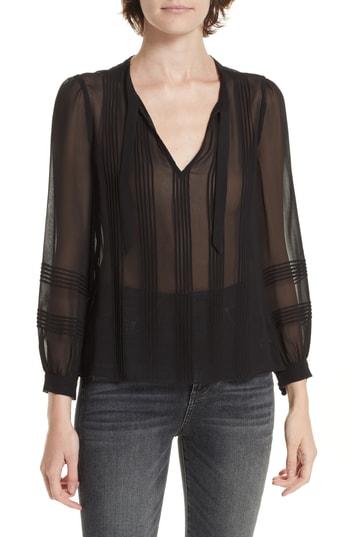 Women's Rebecca Taylor Silk Chiffon Top - Black