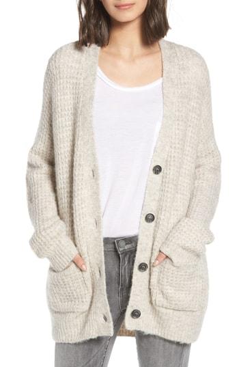 Women's Bp. Oversized Waffle Stitch Cardigan, Size - Beige
