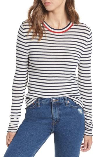 Women's Tommy Jeans Lettuce Edge Stripe Sweater, Size - White