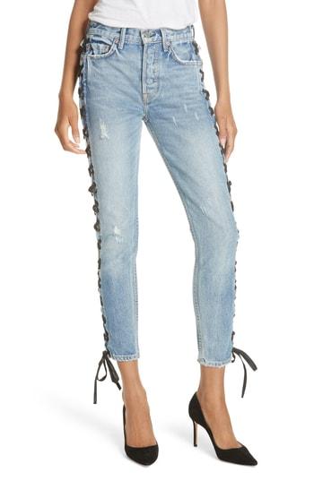 Women's Grlfrnd Karolina Lace-up Skinny Jeans - Blue