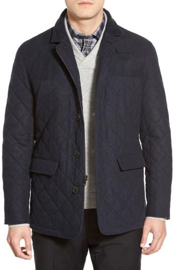 Men's Hart Schaffner Marx 'shooter' Wool Blend Quilted Jacket, Size - Blue