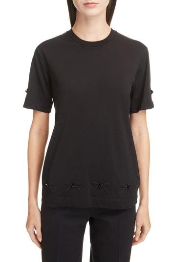 Women's Simone Rocha Beaded Bow Sleeve Tee - Black