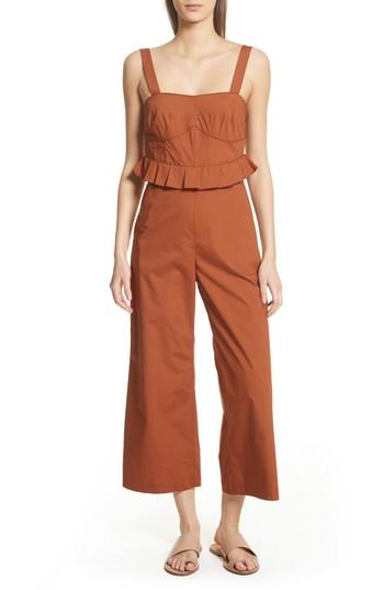 Women's Sea Leia Ruffle Waist Jumpsuit - Brown