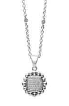 Women's Lagos Caviar Spark Square Diamond Pendant Necklace