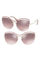 Women's Miu Miu 60mm Mirrored Cat Eye Sunglasses - Pink