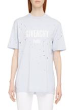 Women's Givenchy Destroyed Logo Tee - Blue