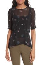Women's Veronica Beard Braden Print Silk Top - Black