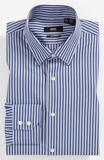 Boss Black Regular Fit Dress Shirt Blue Stripe