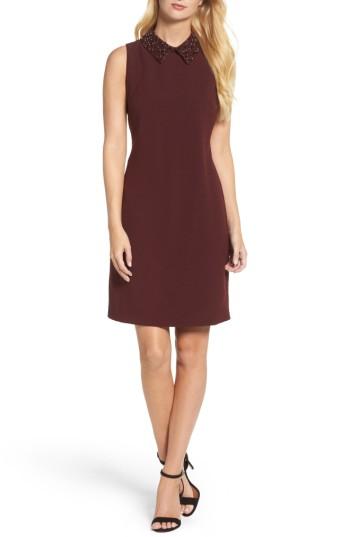 Women's Julia Jordan Jeweled Collar A-line Dress - Purple