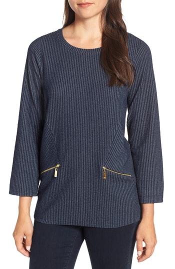 Women's Chaus Two Tone Ribbed Top - Blue