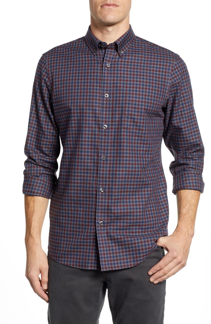 Men's Nordstrom Men's Shop Smartcare(tm) Regular Fit Check Sport Shirt - Grey