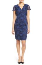 Petite Women's Ellen Tracy Lace Sheath Dress P - Blue
