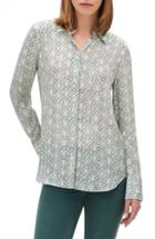 Women's Lafayette 148 New York Scottie Decorative Floral Crepe Blouse - Green