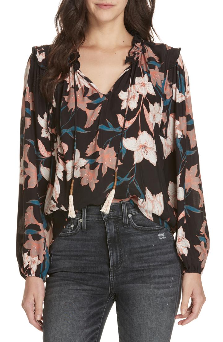 Women's Dolan Inda Floral Silk Blouse - Black