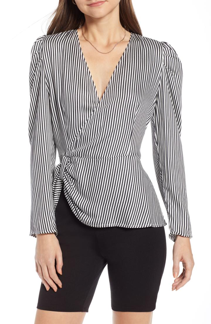 Women's Something Navy Gathered Peplum Top, Size - Blue
