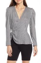 Women's Something Navy Gathered Peplum Top, Size - Blue