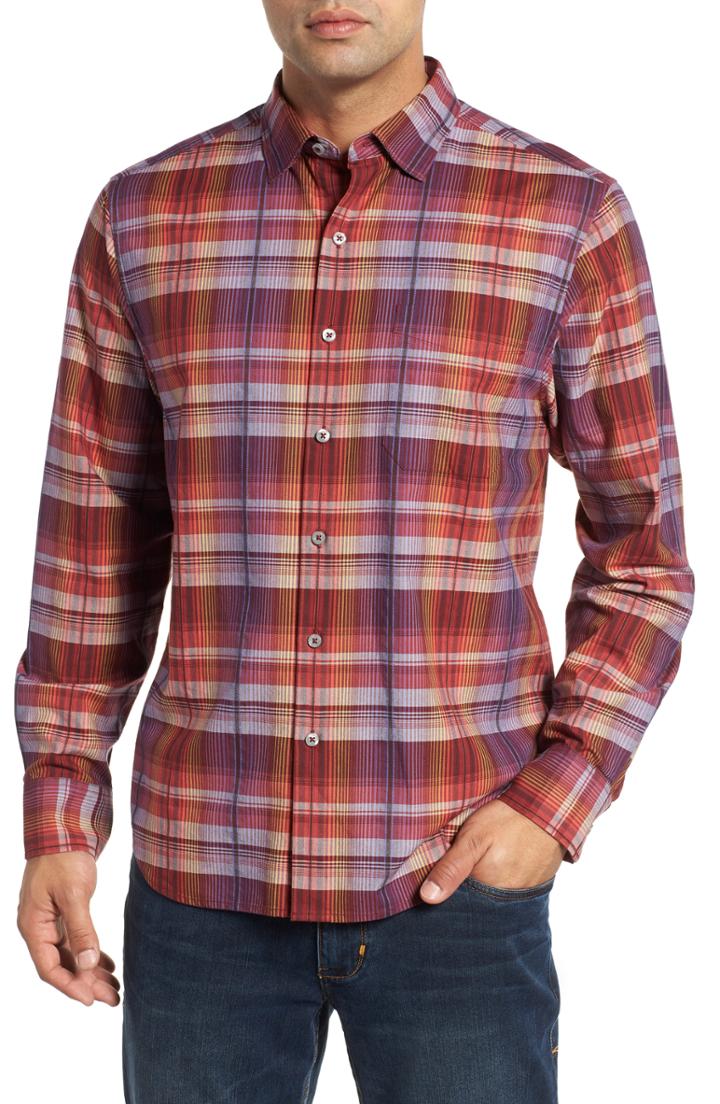 Men's Tommy Bahama Puerto Prism Plaid Sport Shirt - Red