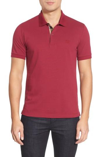 Men's Burberry Pique Polo, Size - Pink