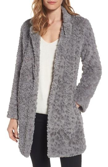 Petite Women's Kenneth Cole New York Faux Fur Coat P - Grey