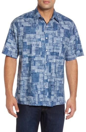 Men's Tori Richard Scratchboard Classic Fit Print Sport Shirt - Blue