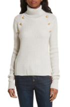 Women's Veronica Beard Pearson Button Detail Merino Wool Sweater - Ivory