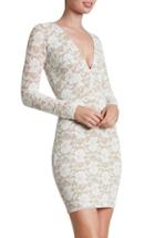 Women's Dress The Population 'erica' Plunge Neck Lace Body-con Dress - Ivory