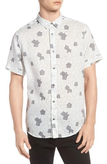 Men's Treasure & Bond Trim Fit Print Linen Sport Shirt - Ivory