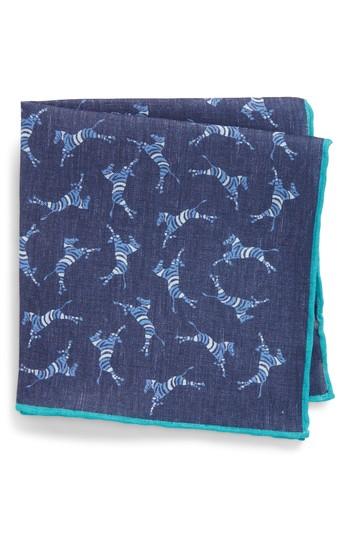 Men's Bonobos Zebra Leap Print Linen Pocket Square