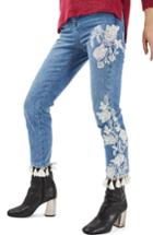 Women's Topshop Moto Floral Embroidered Straight Leg Jeans
