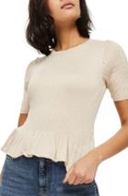 Women's Topshop Shirred T-shirt Us (fits Like 6-8) - Beige