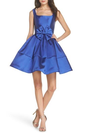 Women's Mac Duggal Square Neck Mikado Party Dress - Blue