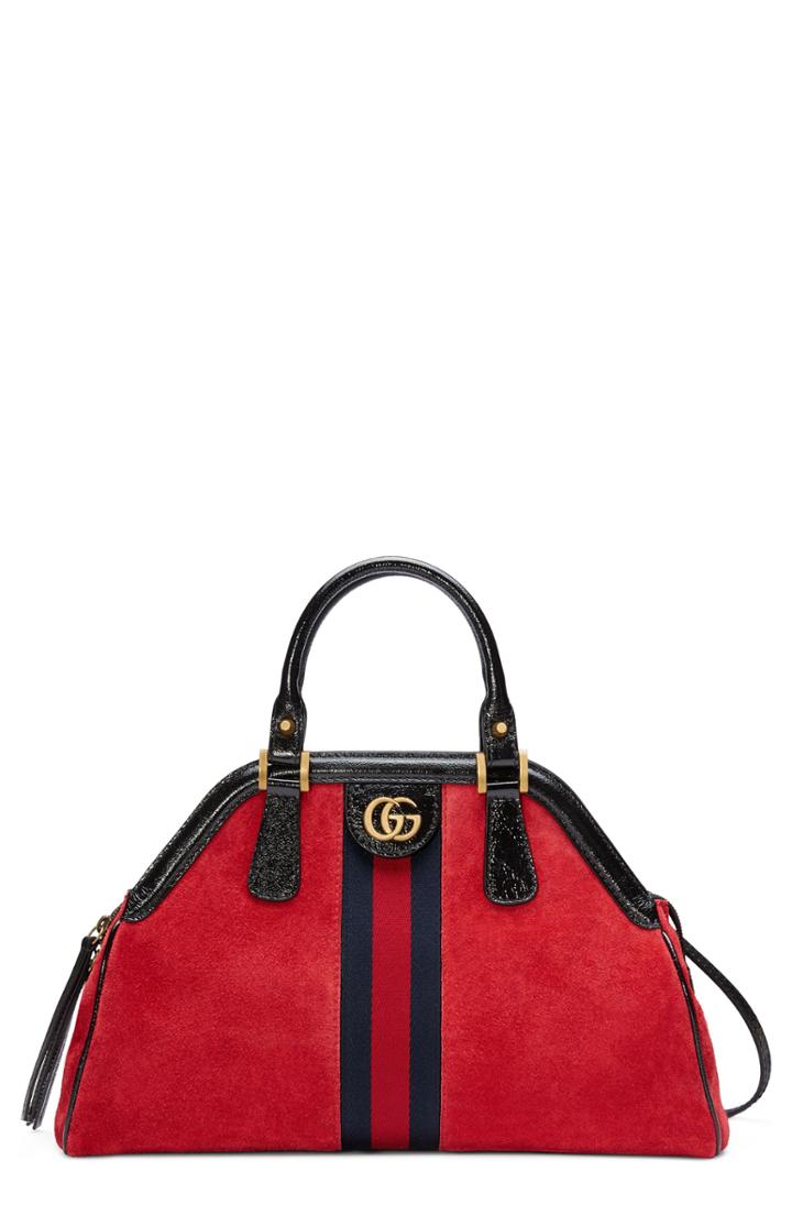 Gucci Medium Re(belle) Suede Satchel - Red