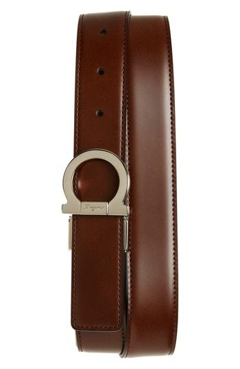 Men's Salvatore Ferragamo Reversible Gancio Buckle Leather Belt - Chelmer/ Nero