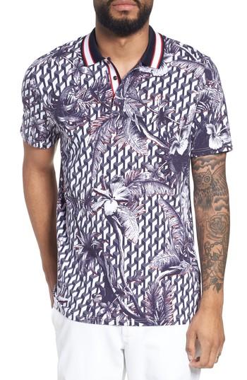 Men's Ted Baker London Tea Off Trim Fit Floral Golf Polo (m) - Pink