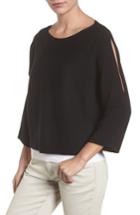 Women's Eileen Fisher Crop Merino Wool Sweater, Size - Black