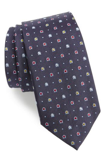 Men's Salvatore Ferragamo Foggia Print Silk Tie, Size - Blue