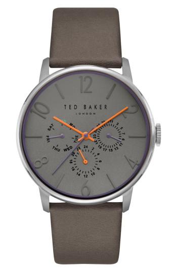 Men's Ted Baker London James Multifunction Leather Strap Watch, 42mm