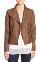 Women's Marc New York By Andrew Marc 'felix' Stand Collar Leather Jacket - Grey
