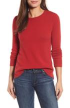 Petite Women's Halogen Crewneck Cashmere Sweater, Size P - Red