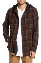 Men's Vans Lopes Hooded Plaid Flannel Jacket - Brown