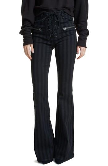 Women's Afrm Claire Lace-up Flare Jeans - Black