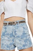 Women's Topshop Floral Mom Shorts Us (fits Like 0) - Blue